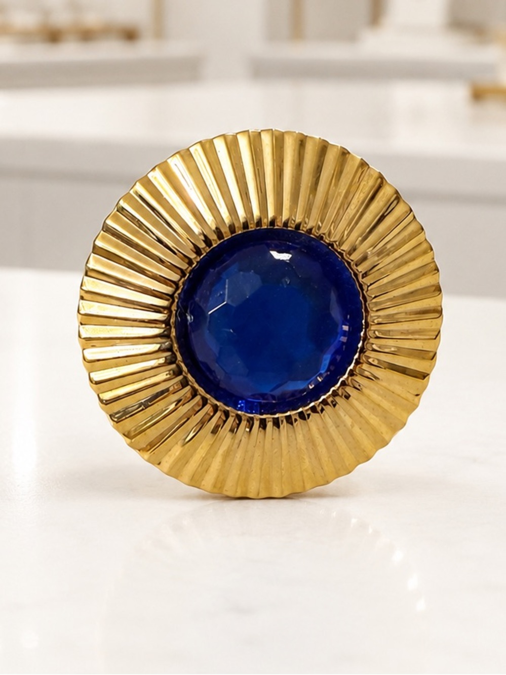 Gold-tone statement scarf ring